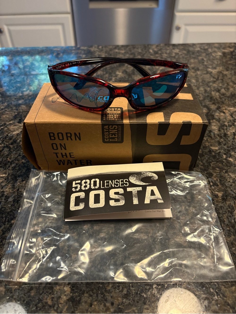 Costa Men’s Sunglasses - Red Tortoise Frame with Blue Mirrors